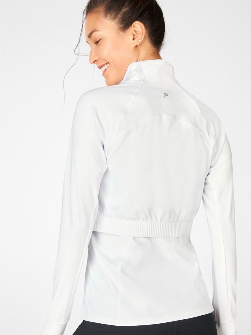 Fabletics White Long Sleeve Athletic Jacket size md